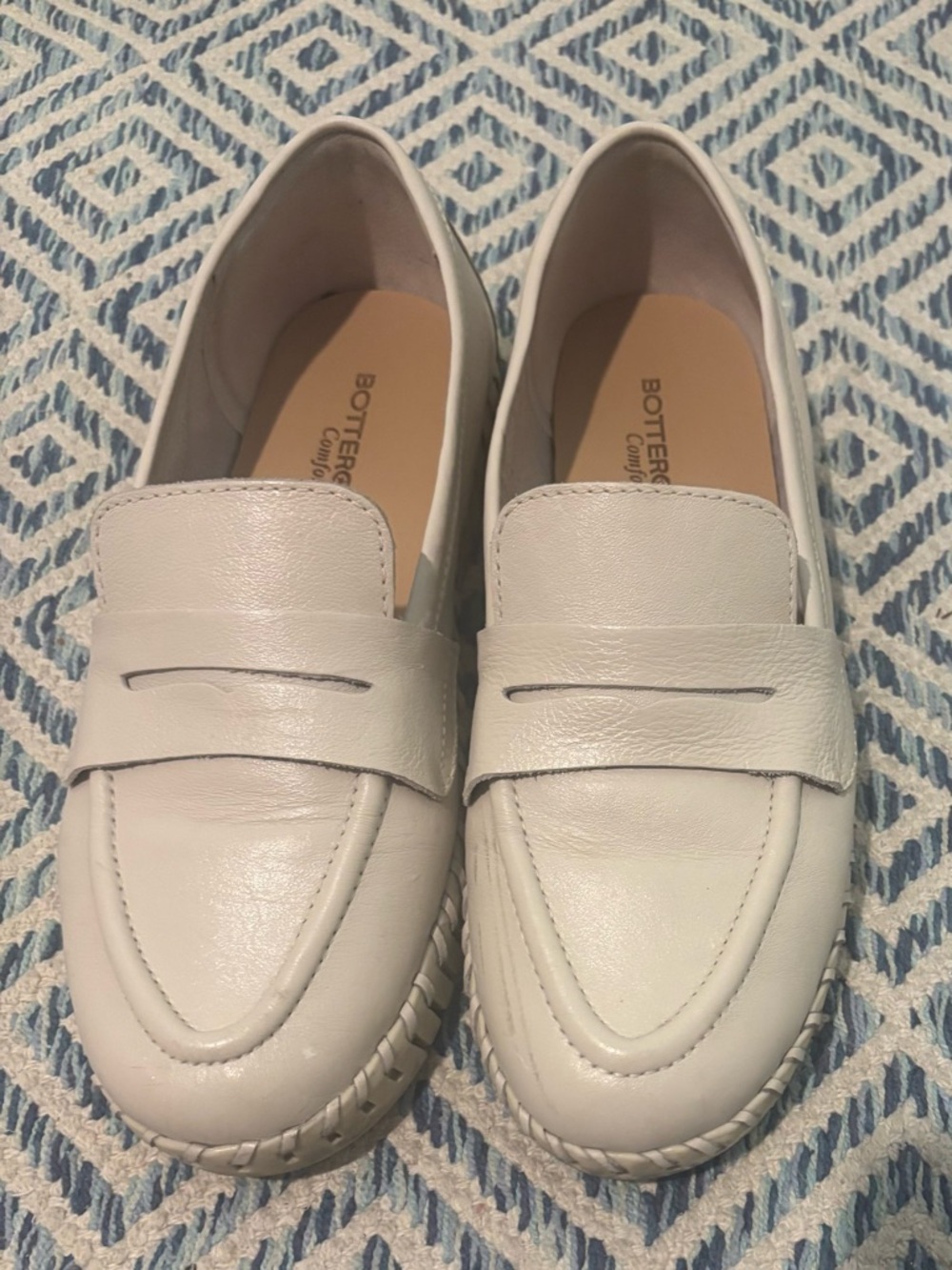 Creamy White Penny loafers Bottero Pansy Leather Comfort Slip On Shoes Sz 10